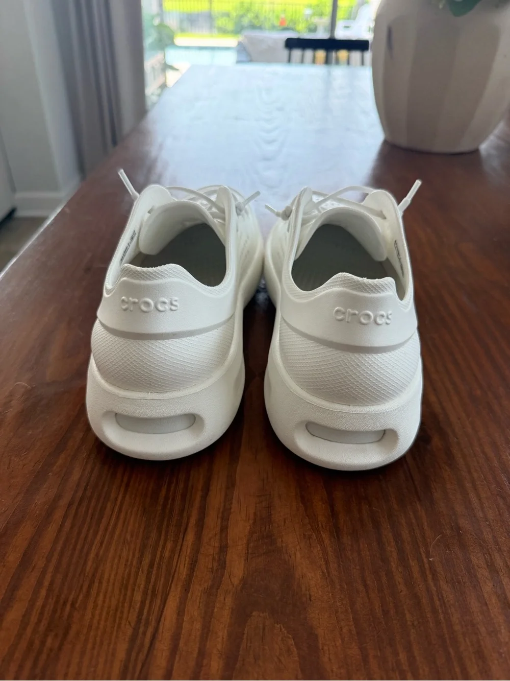 CROCS Men's White Perforated Lace-Up Boat Shoes